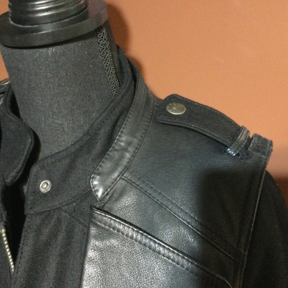 ASOS black wool/leather 2 in 1 coat size small - Picture 5 of 16